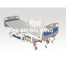 (A-56) -- Movable Double-Function Manual Hospital Bed with ABS Bed Head